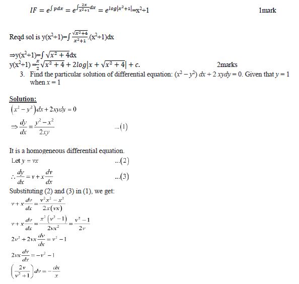 CBSE Class 12 Mathematics Differential Equation Notes
